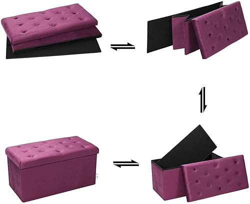 Miniatura 13 de B FSOBEIIALAO Otomano plegable para almacenamiento, banco largo para zapatos, reposa pie de franela, asiento, de 31.5 x 15.7 x 15.7 pulgadas.,