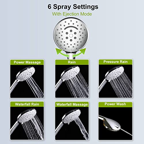 Shower Head, High Pressure Shower Head With Handheld, Extra Long 80" Stainless Steel Hose, Hand Held Detachable Showerhead With Jet Modes, Chrome #TOP1