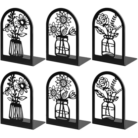 Umikk Book Ends, Book Ends for Kids Books, Bookends for Shelves, Vase Bookends for Heavy Books, Vase Book Ends for Shelves Decorative, Book Holder for Home Office Cover