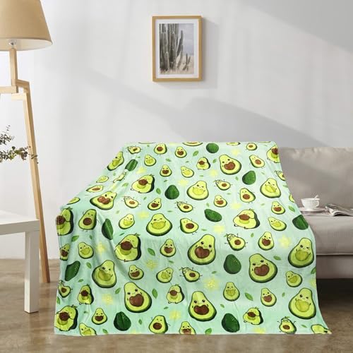 Avocado Flannel Blanket 50x60 Inch - Soft Warm Cozy Throw for Sofa/Chair/Bed Avocado Home Decor Halloween for Women Family