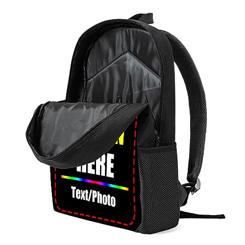 Husguciy Custom Backpack Set, Personalized Bookbag with Insulated Lunch Tote and Pencil Pouch 3Pcs, Customized 3 Piece Set Backpack with Your Name Text Photo for Boys Girls Adult3