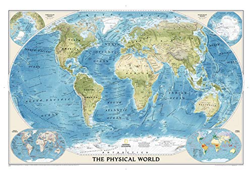 National Geographic World Physical Wall Map - Laminated (Enlarged: 69.25