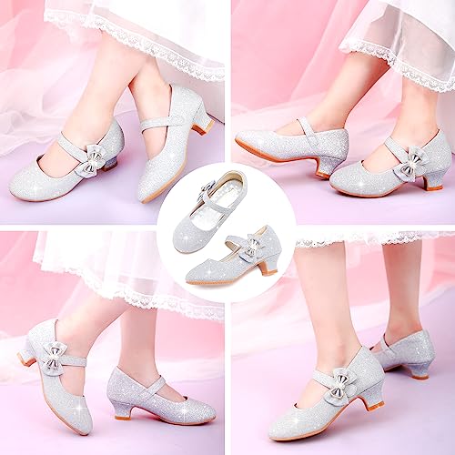Image of Dufannie Girls Dress Shoes Princess Flats Heels for Toddler Little Big Kids
