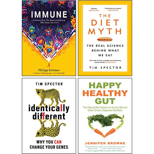Immune [Hardcover], Identically Different, Diet Myth, Happy Healthy Gut 4 Books Collection Set