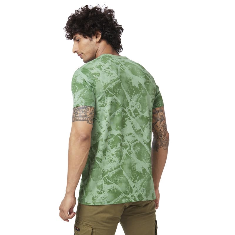 Image of Spykar Men's Slim Fit Round Neck Half Sleeve Printed Casual T-Shirt