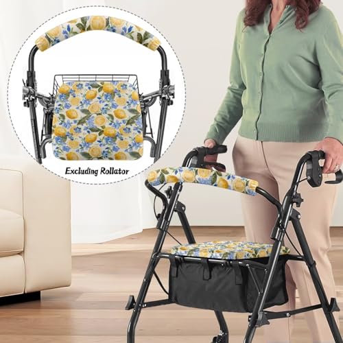 Image of Lemon Adjustable Rollator Seat Covers, Soft Walker Backrest and Seat Covers, Universal Accessories for Seniors Women Men