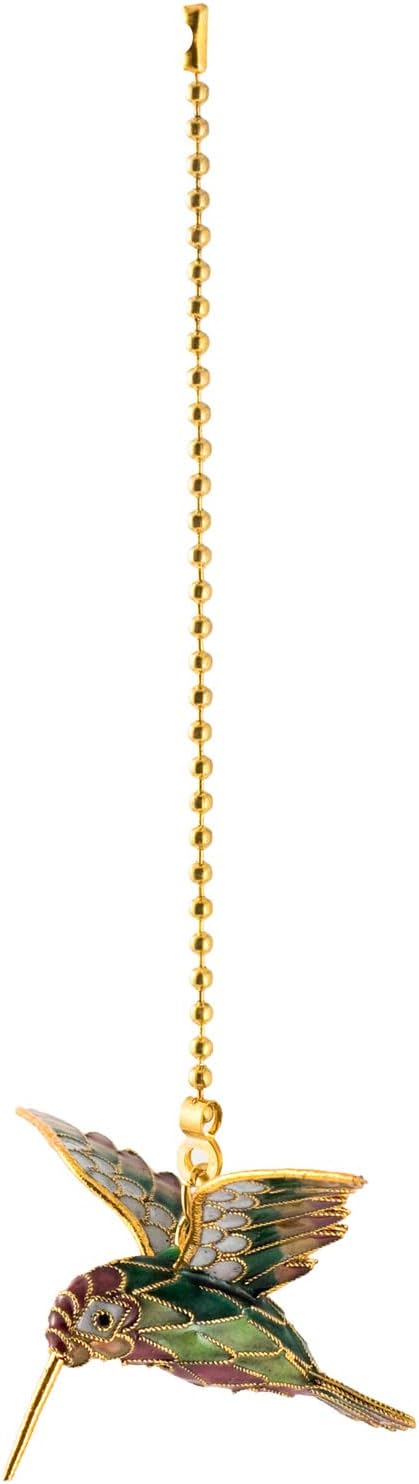 Value Arts Handmade Red Head Cloisonne Hummingbird Fan Pull