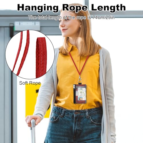 Image of Minimalist RFID Wallet with Lanyard, Multi-functional ID Case with 2 Zipper Pockets and Key Chain for Men and Women, Tactical Badge Pouch Cards Holder, Coin Purse for Travel Sports - Two-Tone