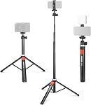 NEEWER Trépied téléphonique pour téléphone portable & Caméra avec télécommande, 62.9" Support de trapod Vlog avec support de téléphone, trépied caméra portable compatible avec Canon Sony DLSR GoPro, TS05