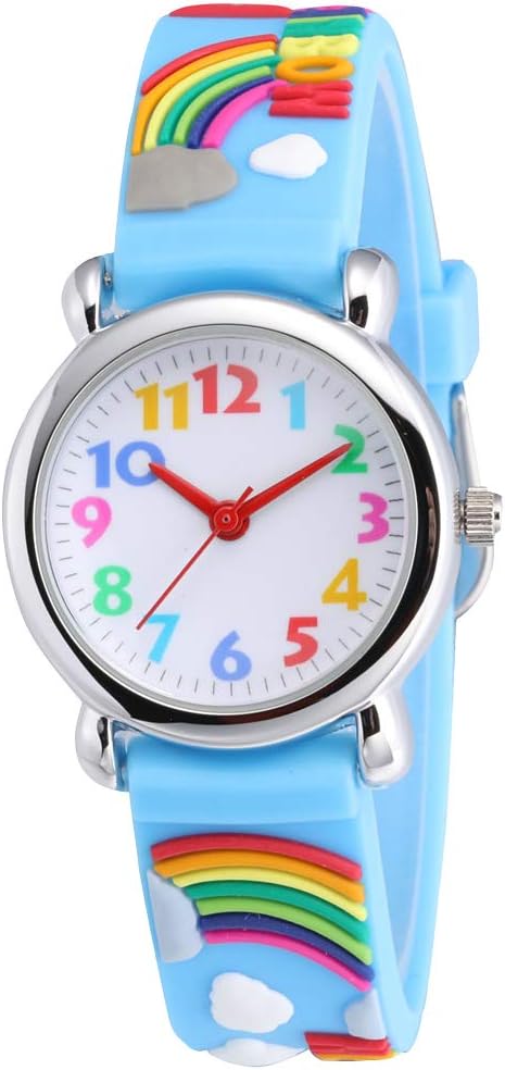 Cute Toddler Children Kids Watches Ages 3-8 Analog Time Teacher 3D Silicone Band Cartoon Watch for Little Girls Boys