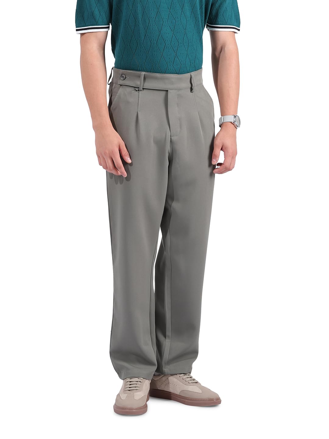 Men Loose Tapered Solid Mid-Rise Stretchable Gurkha Pants-image-15