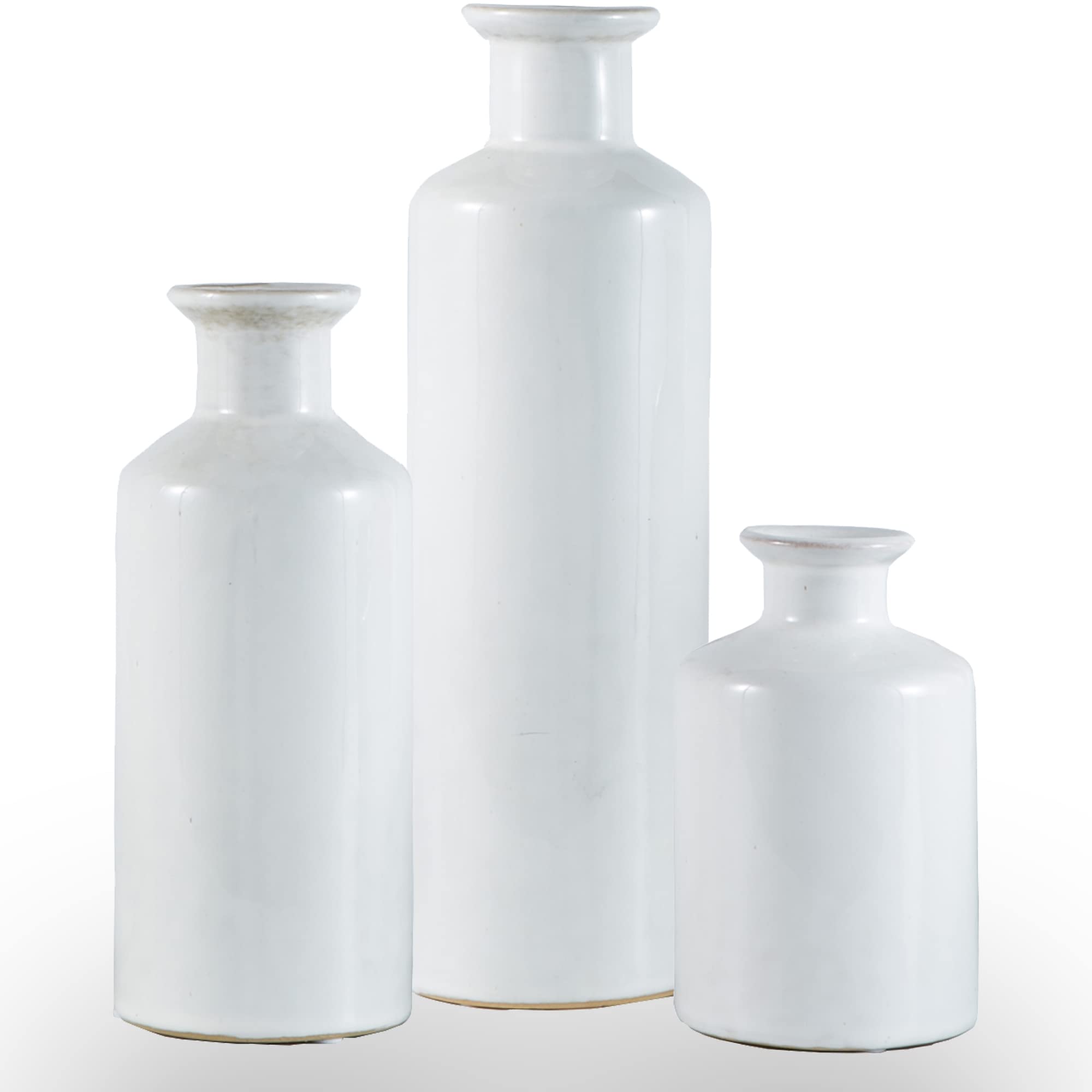 Mowtanco Vasen für Tafelaufsätze, weiße Keramikvase, 3er-Set, moderne Bauernhaus-Heimdekoration, minimalistischer Stil für Esszimmer, Wohnzimmer, Schlafzimmer, Küche, Couchtisch, Bücherregal