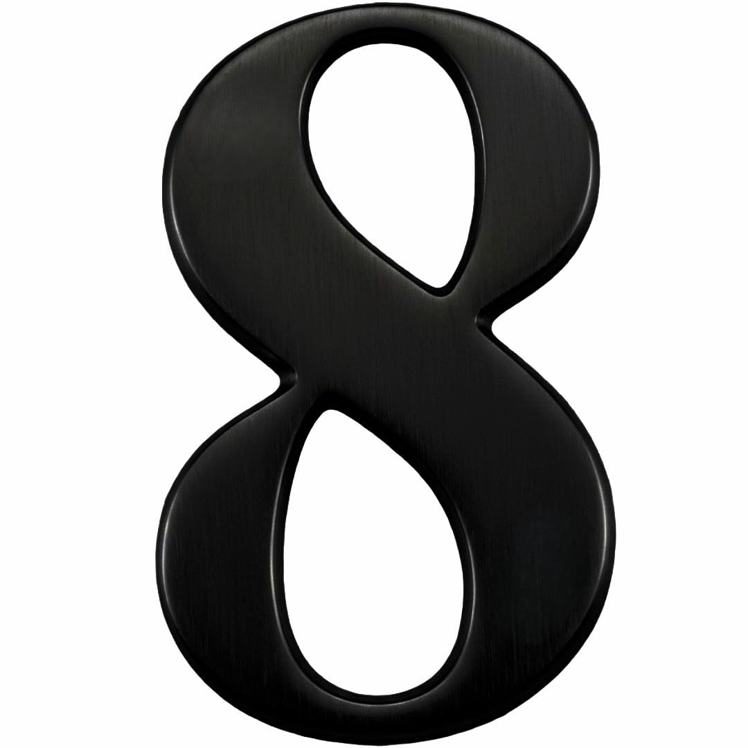 3" Self Adhesive Door Number, Times Roman, Black, 8