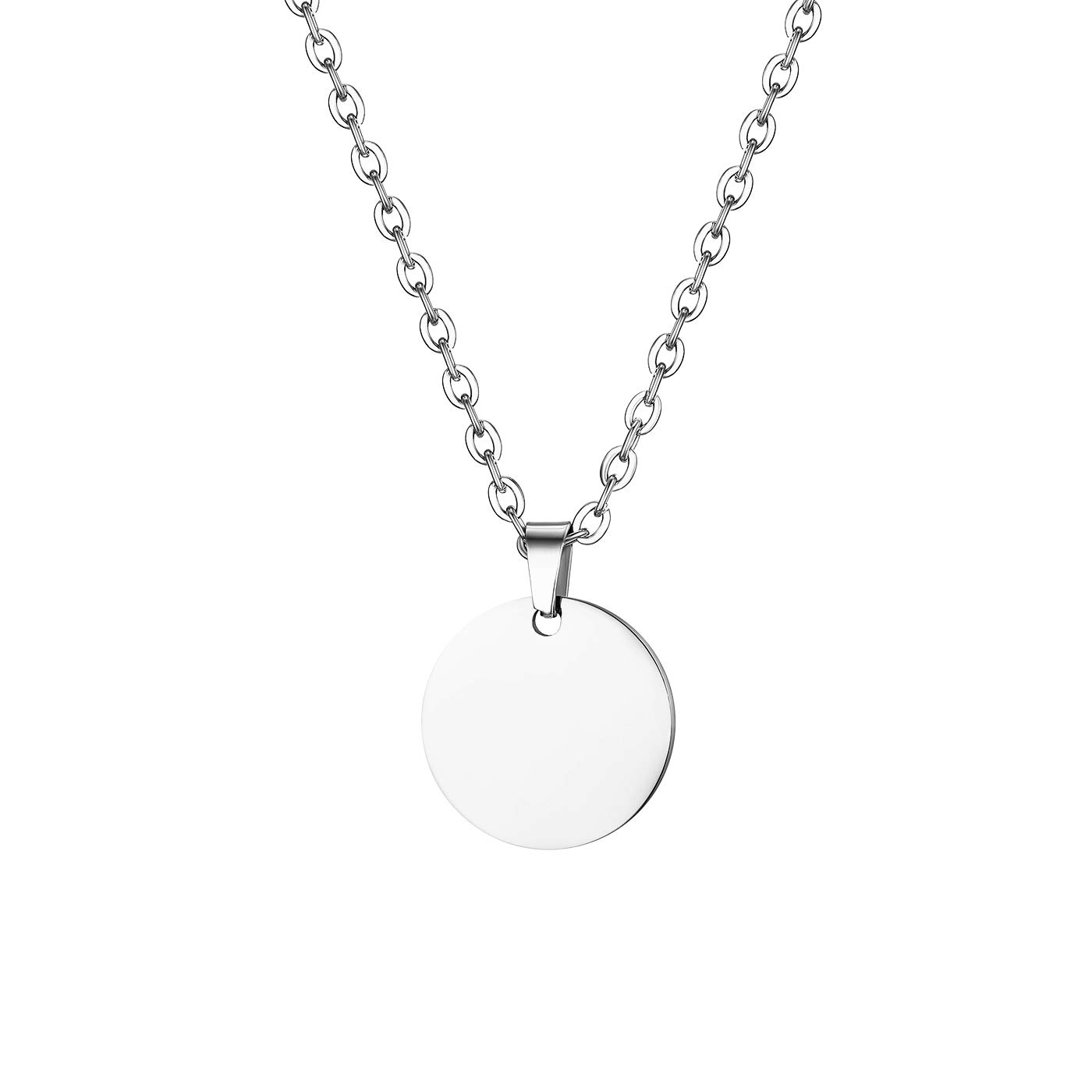 JewelryWeCollar con Colgante de Moneda de Acero Inoxidable Pulido, para Hombre y Mujer, Grabado Personalizado