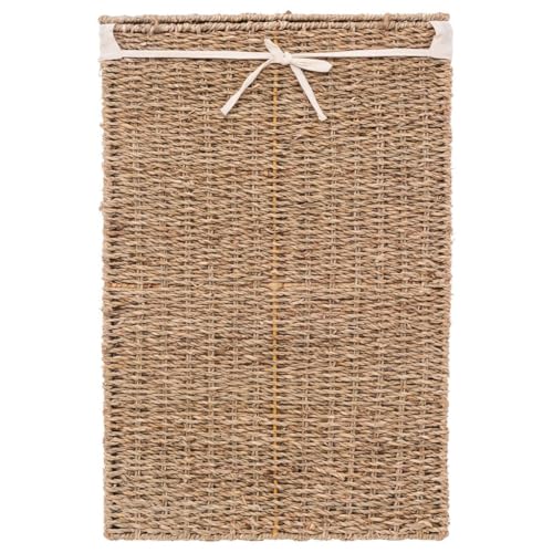 Five Seagrass Laundry Basket with White Fabric Interior - Image 4