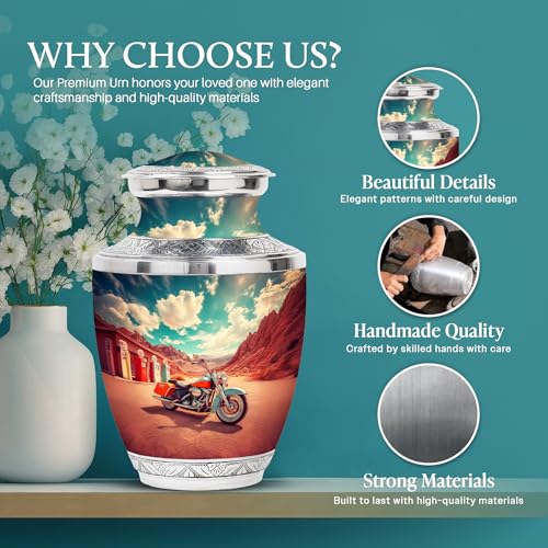 Image of Bike Urn Ashes Urns Human Remains 1 Large & 2 Small | Memorial Urn, Urns for Adult Male & Female