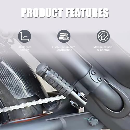 Image of Universal 8mm Foot Pegs 90 Degree Foldable Motorcycle Footpegs CNC Anti-Skid Footrest compatible with Honda Yamaha Aprilia Suzuki Electric Car Motorbike Mini Bike Dirt Pit Bike Passenger Pedal