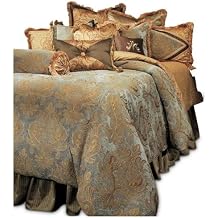 Michael Amini Elizabeth Blue Comforter Set 13-Piece King with Rayon and Polyester Face, Polyester Jacquard Back, Soft Breathable Bedding for Luxurious Bedroom Comfort and Style