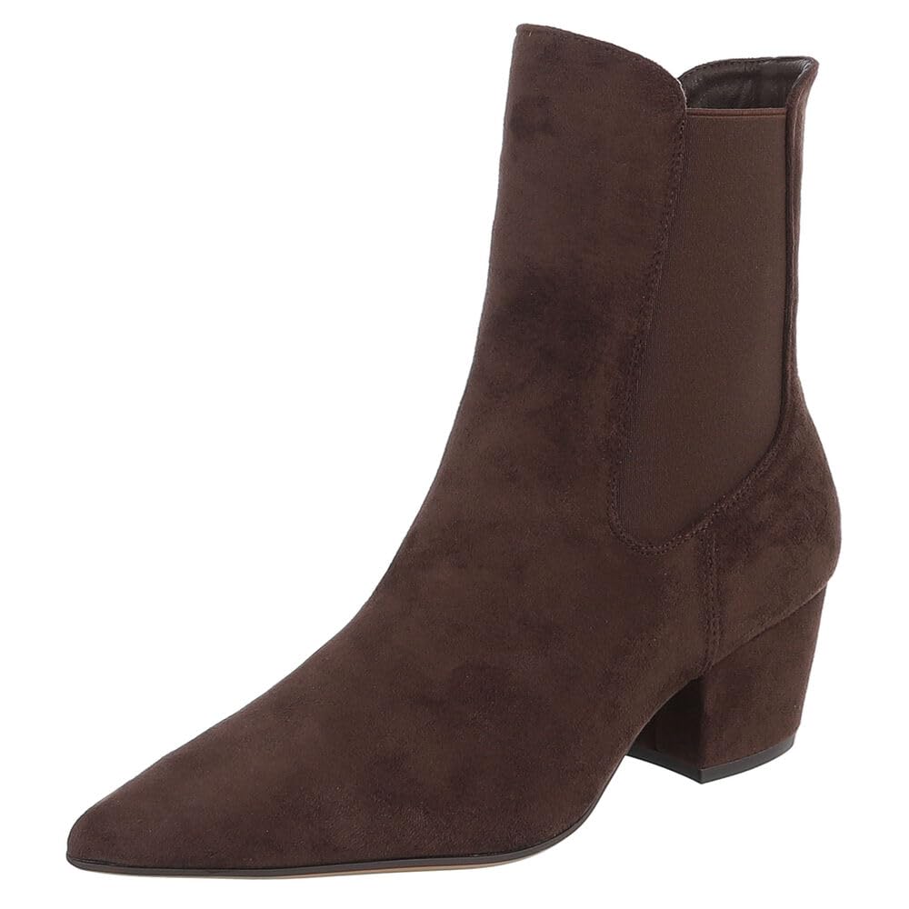 Ital Design Damen Stiefeletten mit Reißverschluss und Blockabsatz, spitze Form