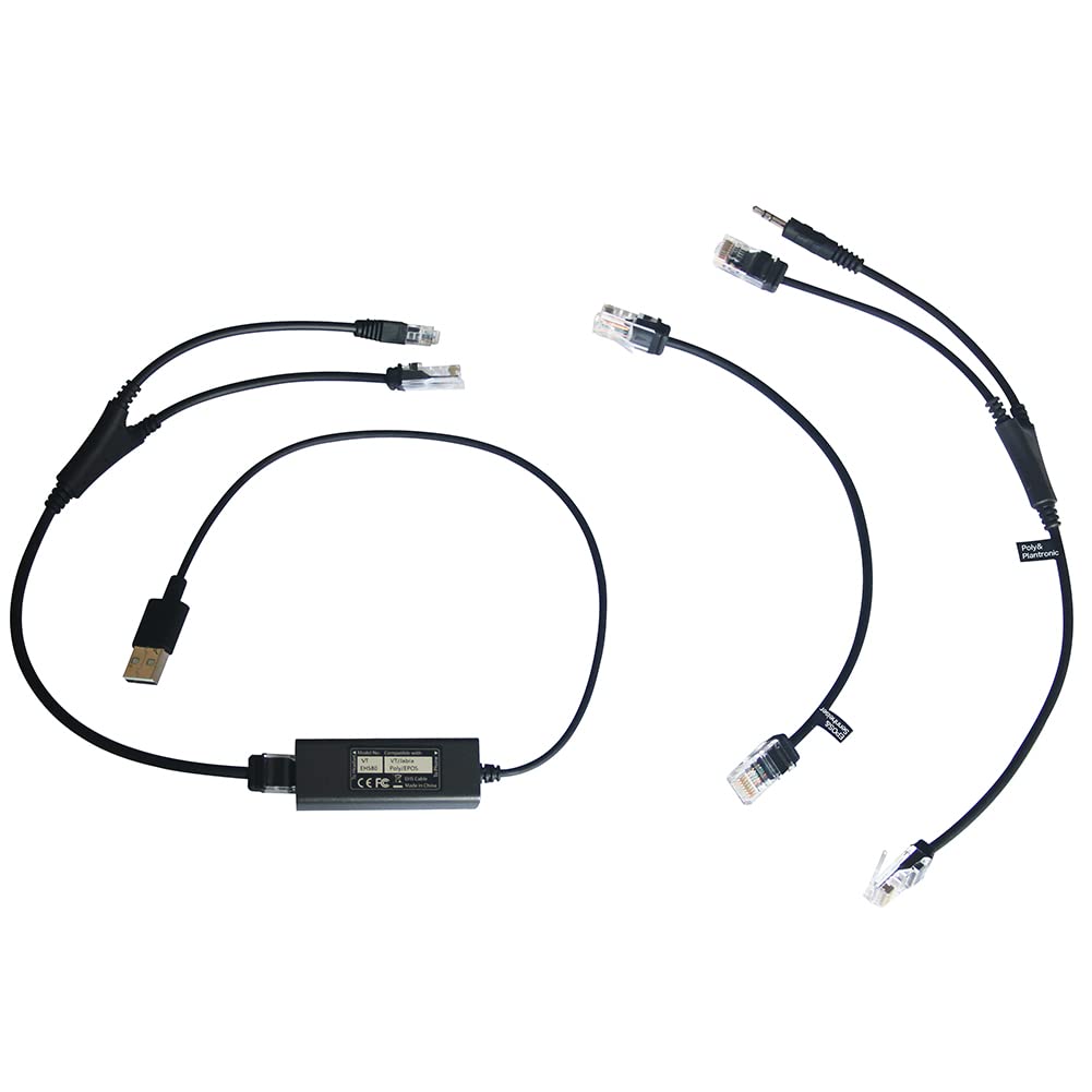 VT EHS Cables Adapter Support Yealink-Snom-Polycom USB Phones Compatible Plantronic-Jabra-Sennheiser DECT Headsets