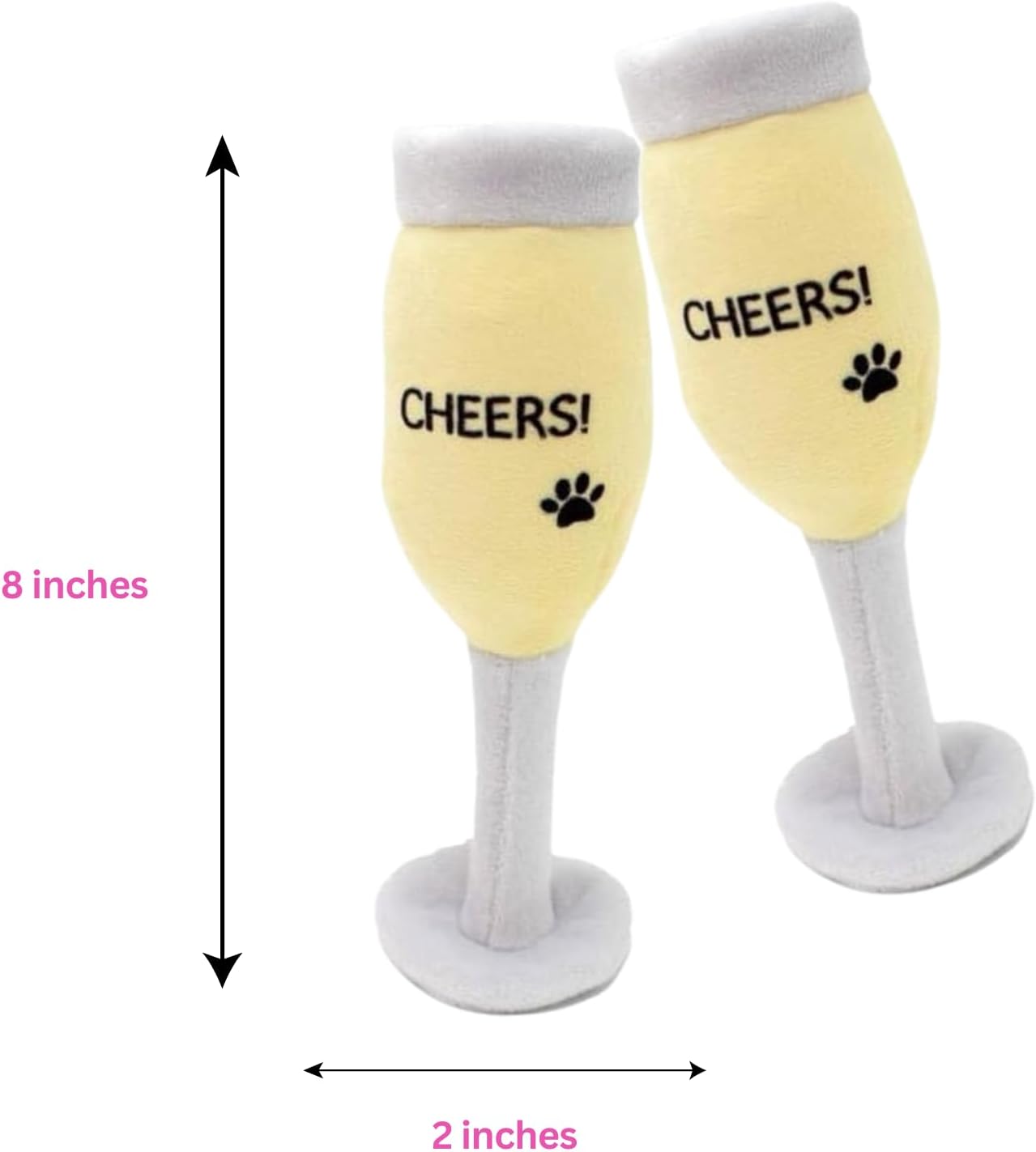 Glow Pups "Gala & Glam Premium Squeaky Dog Toy Bundle: Pink Plush Dog Purse with Smartphone, Lipstick, Nail Polish, and 2 Champagne Flutes for Posh Pups Cheers – (6-Piece Set)