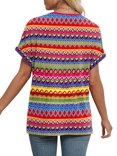 Image of WIHOLL Womens Summer Tops Short Dolman Sleeve Shirts 2026 Fashion V Neck Outfits Clothes
