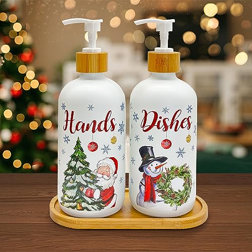 Christmas Soap Dispenser, Christmas Kitchen Decor, Christmas Snowman Satan Glass