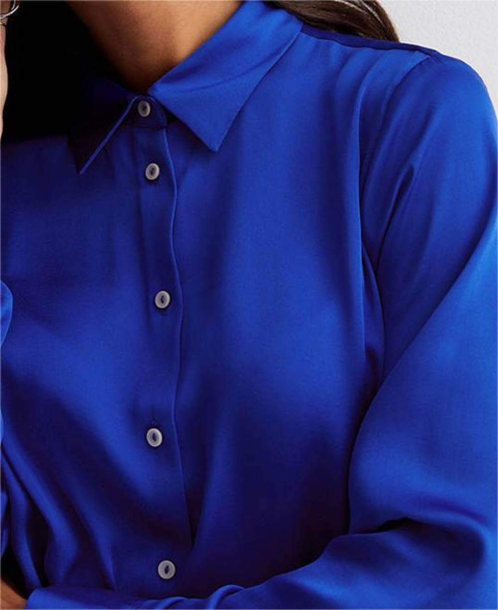 Lockeres Damenhemd,Damen Satin Bluse Shirt Dunkelgrün Langarm Vintage Mode Seidenhemden Business Hemd Mit Knopf Sexy Party Tops Lässige Arbeit Bürobluse Für Mädchen Damen