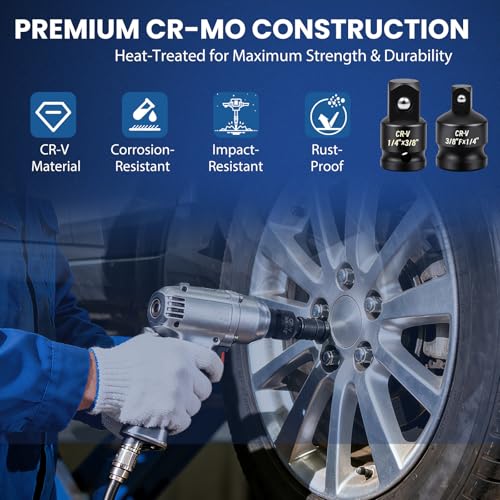 Image of 6-Piece Impact Socket Adapter Set, 1 /4 inch 3 /8 inch 1 /2 inch 3 /4 inch Drive Reducers & Adapters,CR-V Steel, Impact Grade Socket Adapter Kit for Impact Tools