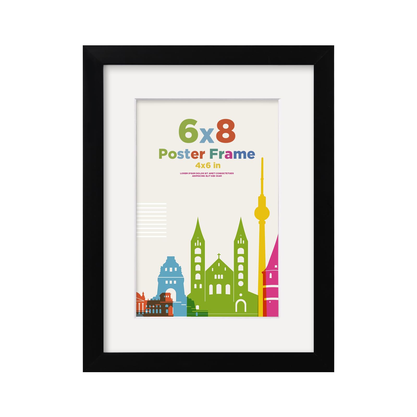 EGOFINE 8X6 Picture Frame, 8X6 Frame Display 4X6 with Mat Covered by Plexiglass, for Wall Mounting, Black โ image 1