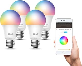 Tapo L530E smarte WLAN Glühbirne E27, Mehrfarbrige dimmbare alexa smarte lampe, smart home alexa zubehör,kompatibel mit Al...