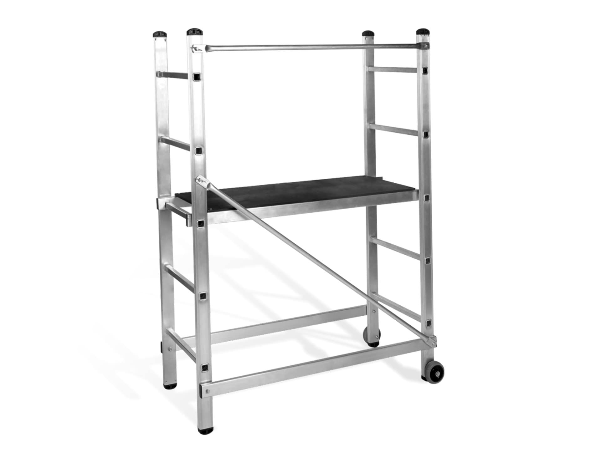 VITO – Andamio rodante, altura 3 m, escalera de andamio de trabajo, aluminio, carga 120 kg, trabajos de bricolaje, astillero de jardín