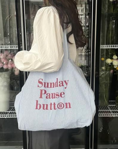 Pocadri Casual Canvas Tote Purse Women Large Shoulder Bag Striped Handbag Simple Design Satchel Commuting Shopping2