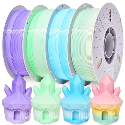Image of PINBALL PETG Rainbow 3D Printer Filament 4KG, Multicolor PETG Filament 1.75mm, 4kg Pack, Purple+Green +Blue+Red