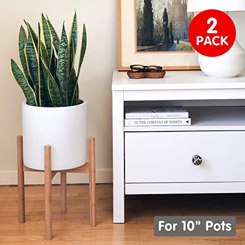 STNDRD. Bamboo Indoor Plant Stand: Mid-Century Modern. for Indoor Potted Plants. Fits 10-inch Round Planters (2-Pack)