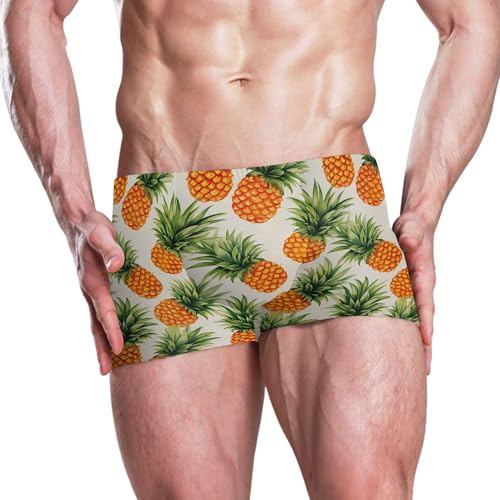 Pineapple Fruit Summer Mens Swim Trunk Swimwear Bathing Suit Swim Brief Square Leg Board Short S B04038922