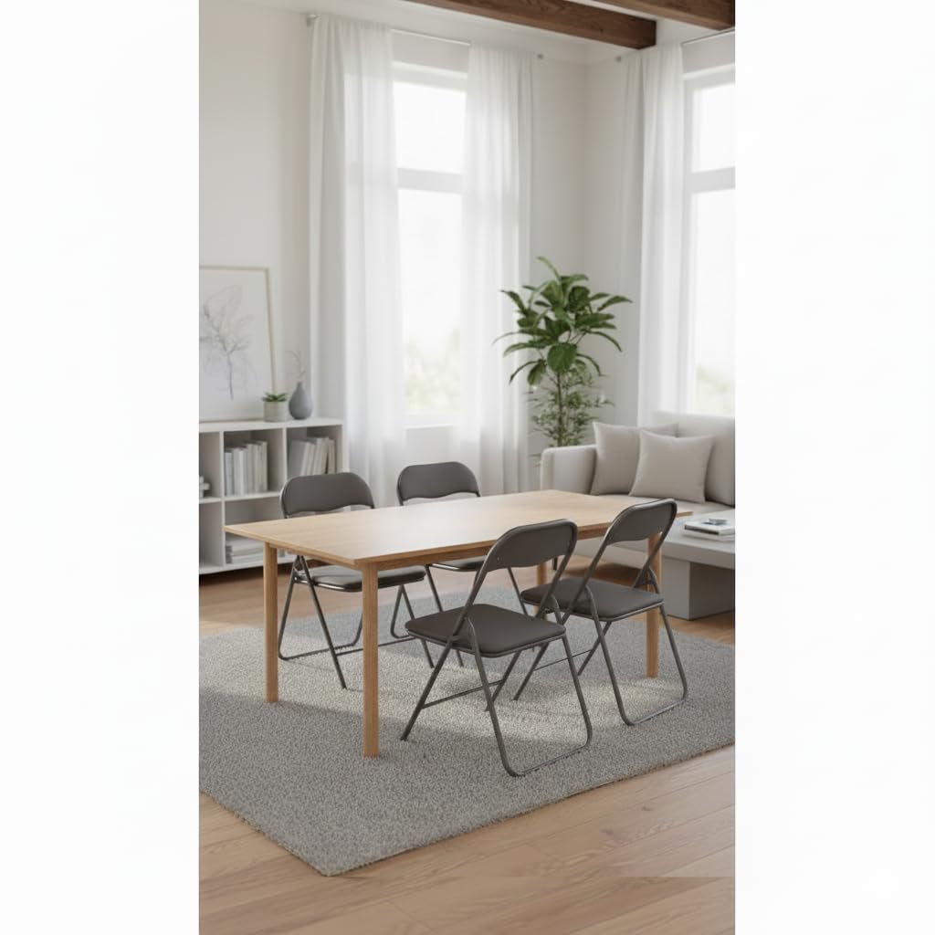Generisch Klappstuhl 4er Set SAMT COOL GRAU | Eleganter Faltstuhl Gepolstert | Max. 100 kg | Robuster Gästestuhl, Platzsparend & Bodenschonend für Küche, Balkon & Events