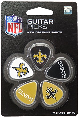 Woodrow Guitar by The Sports Vault NFL New Orleans Saints Guitar Picks, 10 Pack , Black, 1-Inch x 1-3/16-Inch
