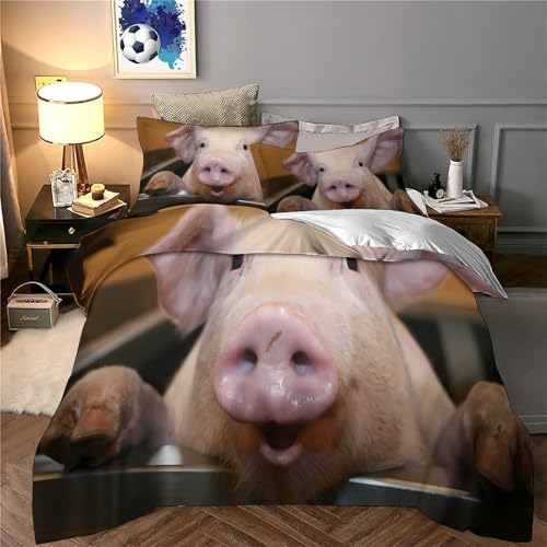 Parure de lit cochon impression 3D haute définition en microfibre premium légère 140x200 - 6