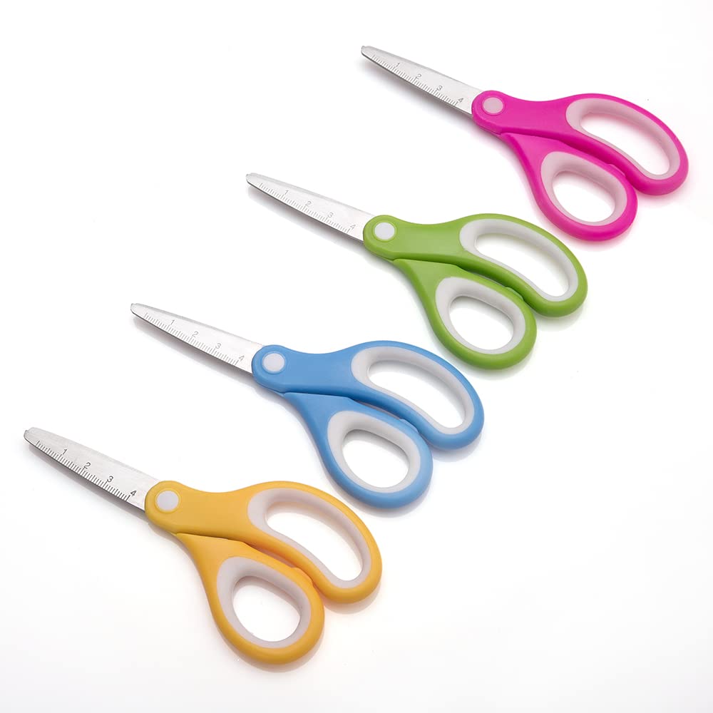 AW-003-R48-C Kinderschere für Lehrer, abgerundete Spitze, 14 cm, weiche Haptik, stumpfe Schere für Schule und Schüler