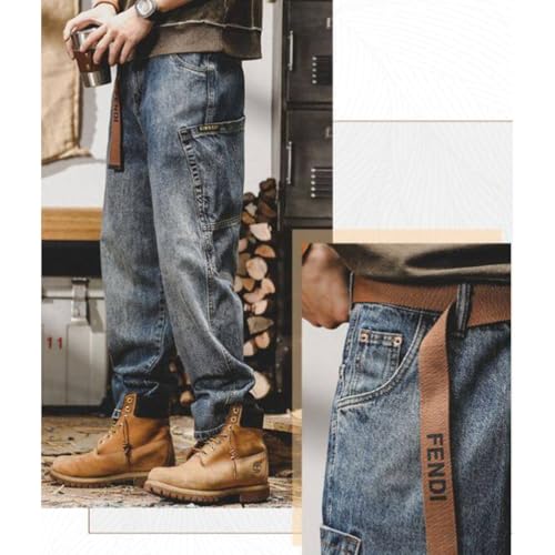 HZCX FASHION Men Hip Hop Steampunk Baggy Jeans Y2K Streetwear Pants Vintage Rock and Roll Cargo Denim Pants with Big Pockets4