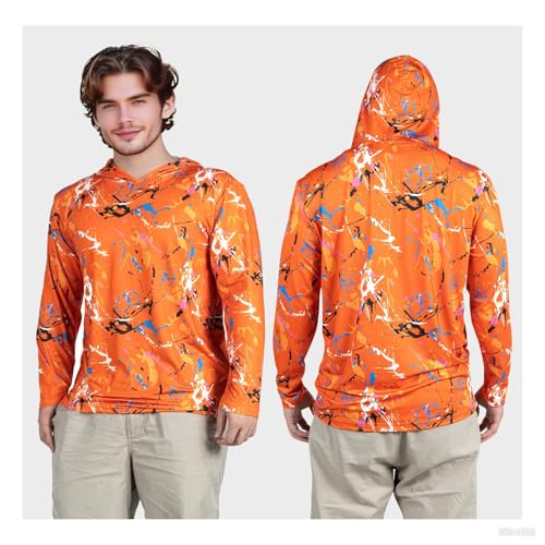 Men's UPF 50+ Sun Protection Hoodie Shirts UV SPF Hi Vis Long Sleeve Rash Guard Fishing Hiking T Shirts Quick Dry4