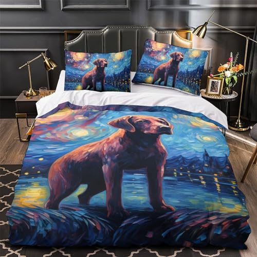 Housse de couette labrador imprimée 3D en microfibre respirante 140x200cm - 4