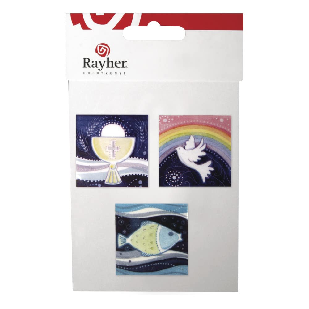 Rayher 31530000 Wax Designs, Christian Themes, Chalice, Dove, Fish, 3 Pack, 4 x 4 cm.