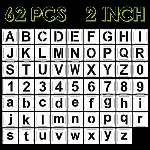2 Inch Writing 2 Inch Letter Stencils and Numbers, 62 Pcs Alphabet Drawing Templates ...