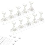 Etercycle Acrylic Nail Display Stand DIY Nail Crystal Holder Magnetic Practice Stands with Reusable Adhesive Putty Clay for False Nail Tip Manicure Tool(White with gold)