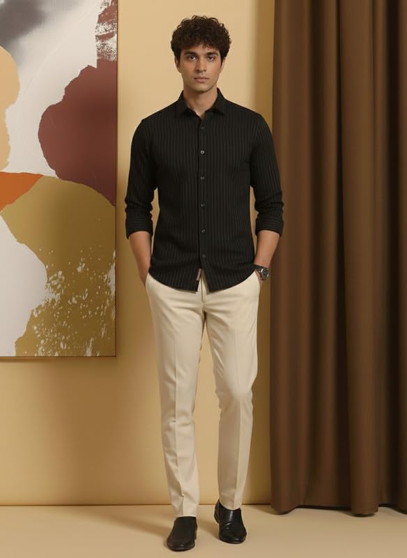 Image of DEELMO Men's Regular Fit Solid Soft Touch Textured Shirt || Casual, Formal and Bussiness Wear || (Available in Plus Size)