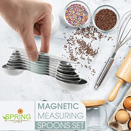 Image of Spring Chef Stainless Steel 8 Magnetic Measuring Spoons for Kitchen, Mint