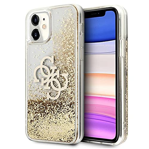 GUESS GUHCN61LG4GGO Coque pour iPhone 11 6,1" Doré 4G Big Paillettes liquides