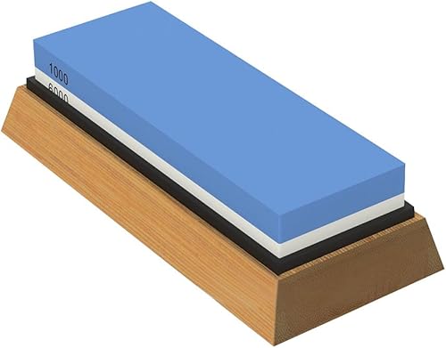 Piedra de afilar cuchillos de primera calidad, grano de 2 lados, piedra de afilar 1000/6000, afilador de cuchillos de cocina, base antideslizante y